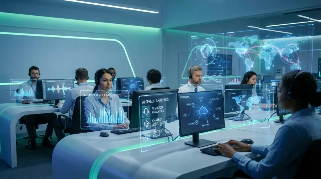 AI powered cloud call center technology with analytics and automation
