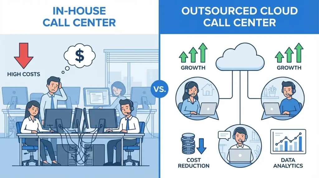 Call center outsourcing vs in-house cost comparison for startups